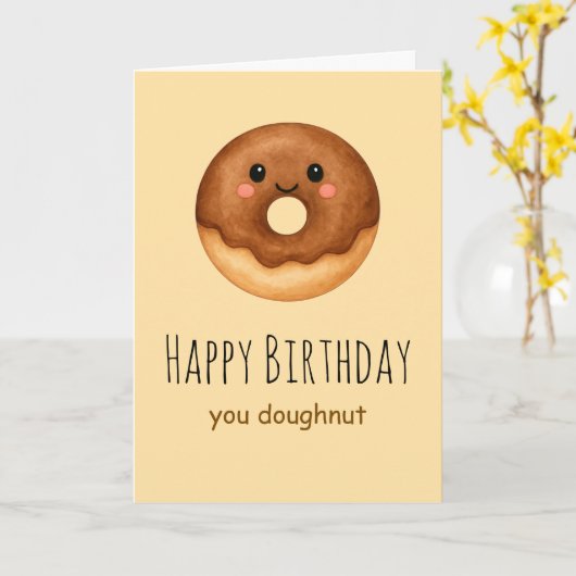 Doughnut Folded Birthday Card  カード (黄色い花)