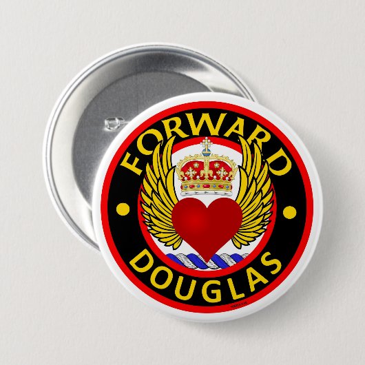 Douglasボタン(クラウン、翼のあるハートの紋章) 缶バッジ (正面&裏面)