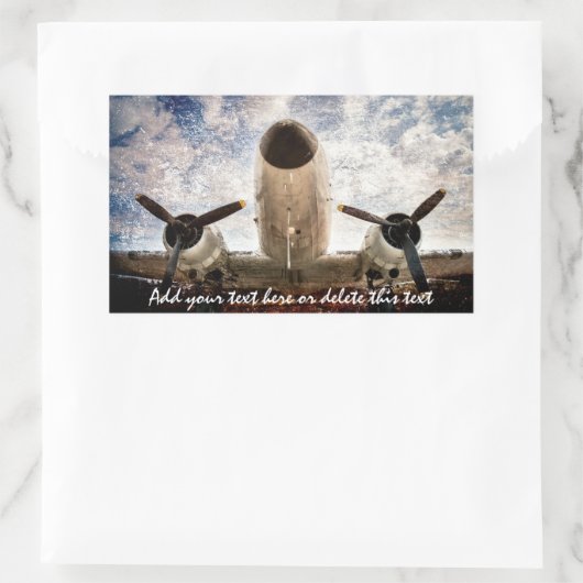 Douglas DC-3またはC-47航空機の様式化された画像 長方形シール (バッグ)