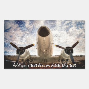 Douglas DC-3またはC-47航空機の様式化された画像 長方形シール
