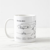 Douglas DC-3 – 飛行機の設計図スケッチ計画BD コーヒーマグカップ (左)