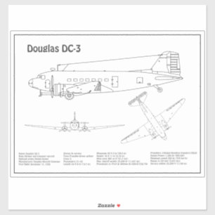 Douglas DC-3 – 飛行機の設計図スケッチ計画BD シール