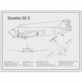 Douglas DC-3 – 飛行機の設計図スケッチ計画BD シール (正面)