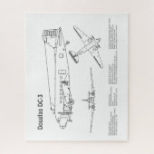 Douglas DC-3 – 飛行機の設計図スケッチ計画BD ジグソーパズル (縦)