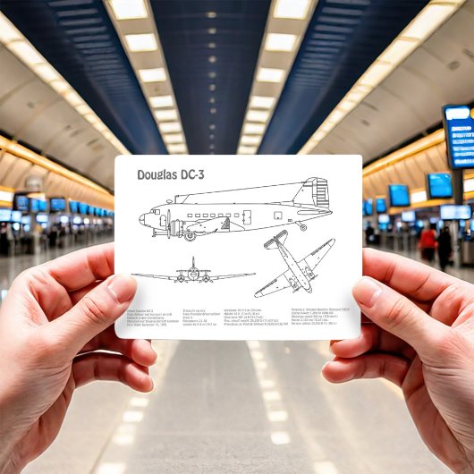 Douglas DC-3 – 飛行機の設計図スケッチ計画BD ポストカード