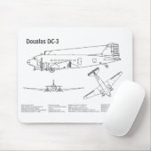 Douglas DC-3 – 飛行機の設計図スケッチ計画BD マウスパッド (マウス)