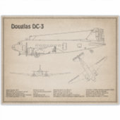 Douglas DC-3 – 飛行機の設計図スケッチ計画SD シール (正面)