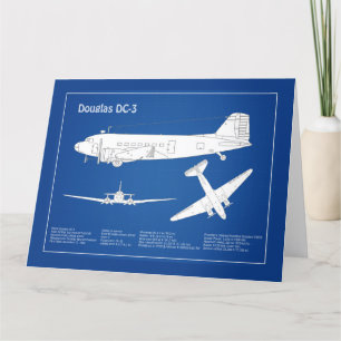Douglas DC-3 – 飛行機設計図スケッチ計画ABD サンキューカード