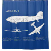 Douglas DC-3 – 飛行機設計図スケッチ計画ABD シャワーカーテン (正面)