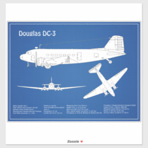 Douglas DC-3 – 飛行機設計図スケッチ計画ABD シール