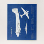 Douglas DC-3 – 飛行機設計図スケッチ計画ABD ジグソーパズル (縦)