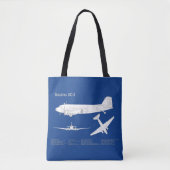Douglas DC-3 – 飛行機設計図スケッチ計画ABD トートバッグ (正面)