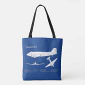 Douglas DC-3 – 飛行機設計図スケッチ計画ABD トートバッグ (裏面)
