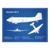 Douglas DC-3 – 飛行機設計図スケッチ計画ABD フォトプリント (正面)