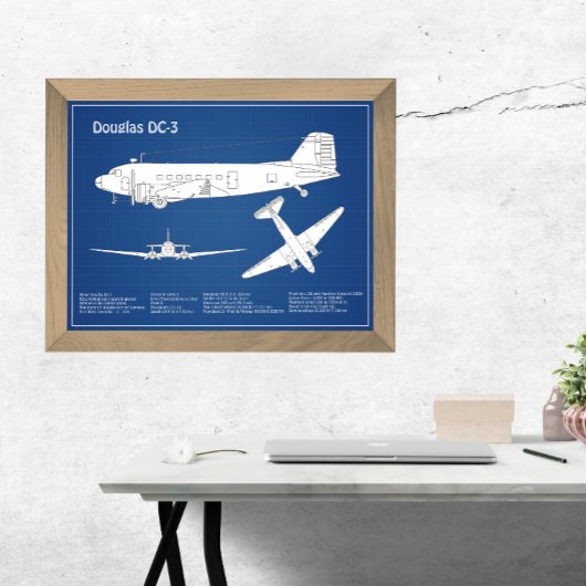 Douglas DC-3 – 飛行機設計図スケッチ計画ABD フォトプリント