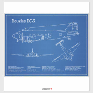 Douglas DC-3 – 飛行機設計図スケッチ計画AD シール