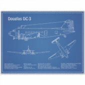 Douglas DC-3 – 飛行機設計図スケッチ計画AD シール (正面)
