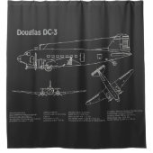 Douglas DC-3 – 飛行機設計図スケッチ計画PD シャワーカーテン (正面)