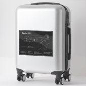 Douglas DC-3 – 飛行機設計図スケッチ計画PD シール (スーツケース)