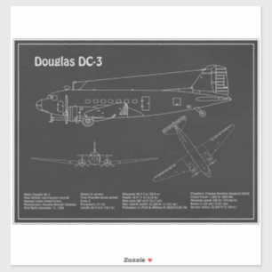 Douglas DC-3 – 飛行機設計図スケッチ計画PD シール