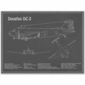 Douglas DC-3 – 飛行機設計図スケッチ計画PD シール (正面)