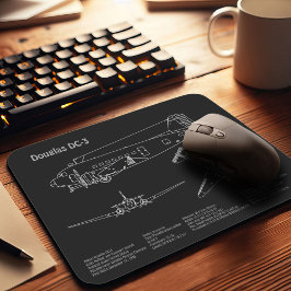 Douglas DC-3 – 飛行機設計図スケッチ計画PD マウスパッド