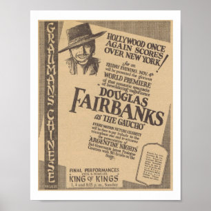 Douglas Fairbanks The Gaucho 1927 world premiere ポスター