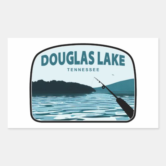 Douglas Lake Tennessee Fishing Rod 長方形シール (正面)