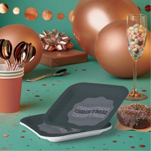 Douglas Modern Scottish  Tartan Christmas  ペーパープレート (複数)