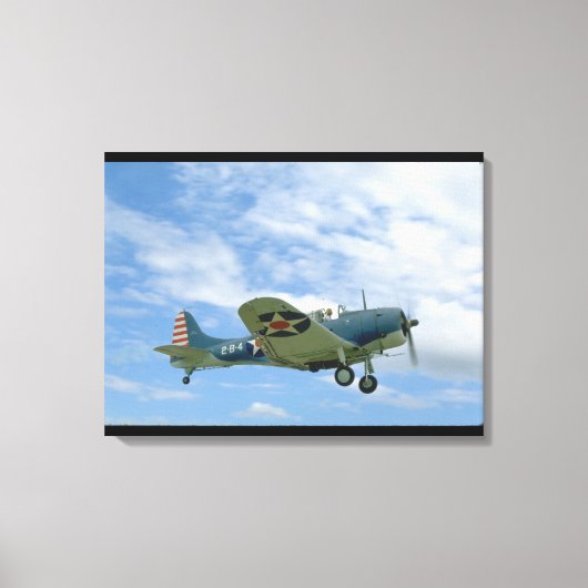 Douglas SBD Dauntless、飛んでいるSide_WWII飛行機 キャンバスプリント (正面)