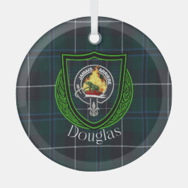 Douglas Scottish Clan Tartan & Crest ガラスオーナメント