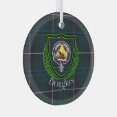 Douglas Scottish Clan Tartan & Crest ガラスオーナメント (正面右)
