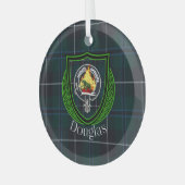 Douglas Scottish Clan Tartan & Crest ガラスオーナメント (正面左)