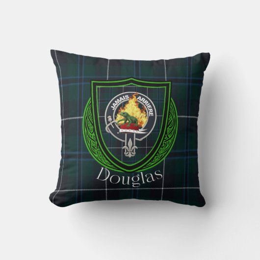 Douglas Scottish Clan Tartan & Crest クッション (正面)