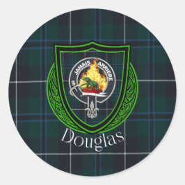 Douglas Scottish Clan Tartan & Crest ラウンドシール