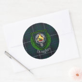 Douglas Scottish Clan Tartan & Crest ラウンドシール (封筒)