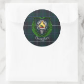 Douglas Scottish Clan Tartan & Crest ラウンドシール (バッグ)