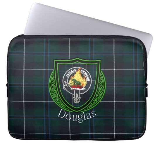 Douglas Scottish Clan Tartan & Crest ラップトップスリーブ (正面)