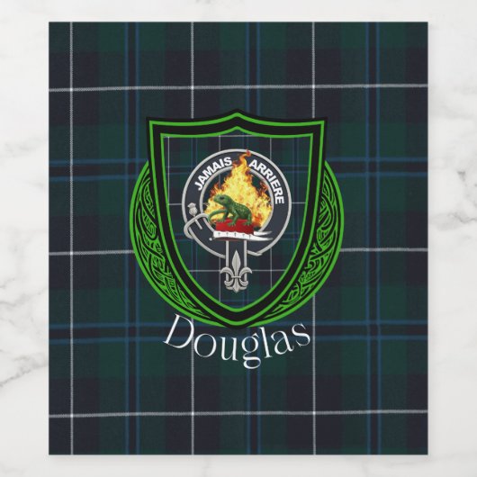 Douglas Scottish Clan Tartan & Crest ワインラベル (シングルラベル)