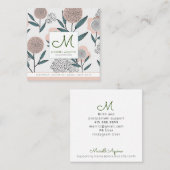 Doulaはモノグラムと手描きの花柄を整備します スクエア名刺 (正面/裏面)