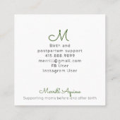 Doulaはモノグラムと手描きの花柄を整備します スクエア名刺 (裏面)