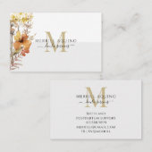 Doulaサービスモノグラム水彩ワイルドフラワー 名刺 (正面/裏面)