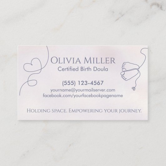 Doula -誕生コーチ – ラインアートと水彩 名刺 (裏面)