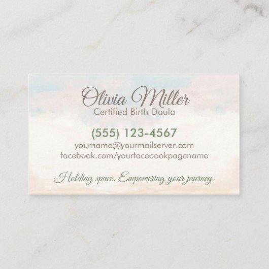 Doula -誕生コーチ – 助産師 – Willow Tree 名刺 (裏面)