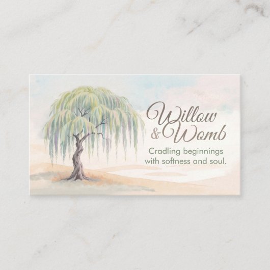 Doula -誕生コーチ – 助産師 – Willow Tree 名刺 (正面)