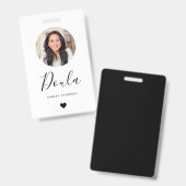 Doula Burgenderモダンが写真とハートを追加 バッジ (表裏)