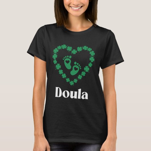 Doula St Patrick's Day Irish Shamrock Green Clover Tシャツ (正面)