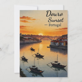 Douro Sunset Portugal Travel Art Invitation – Port 招待状