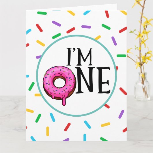 Dout カラフル I'm One 1 Birthday カード (黄色い花)