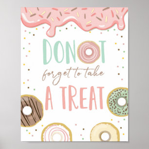 Dout a 忘れ Treat Pink Girl Birthday Party Sign ポスター